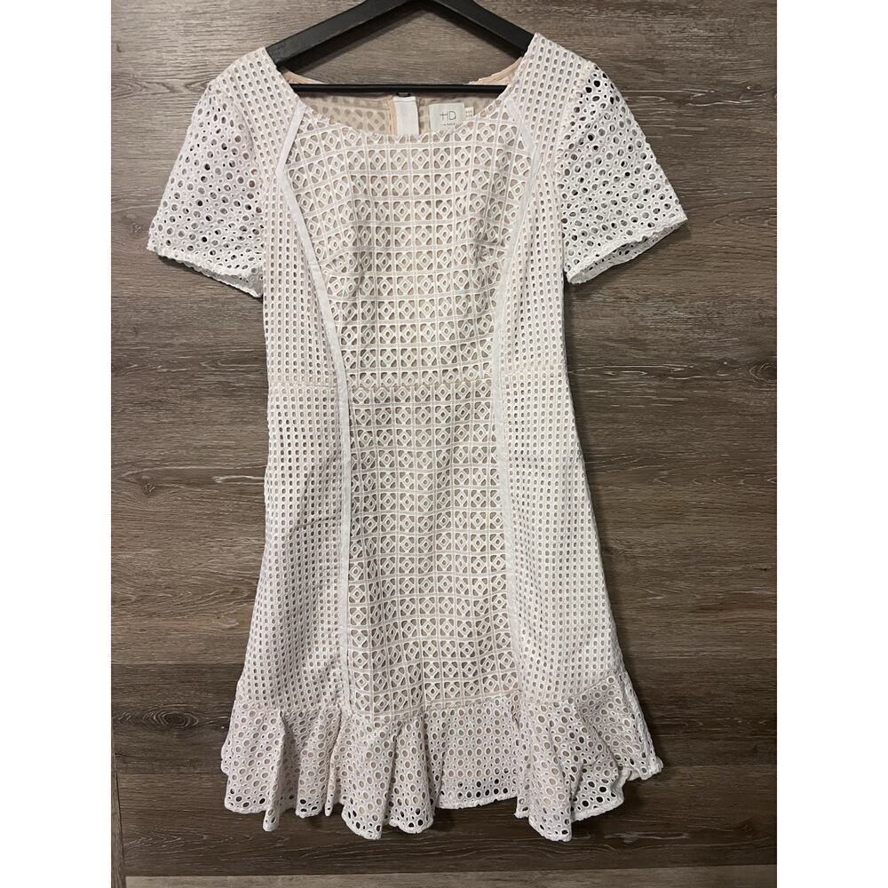 Cottagecore HD in Paris Dress Size 4 Eyelet Embroidered Short Sleeve Ruffle Hem